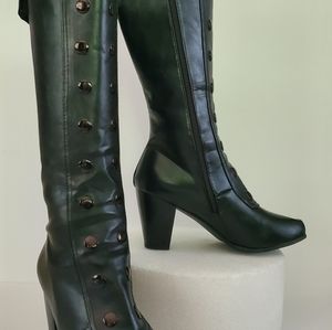 Black, faux leather, pirate boots.